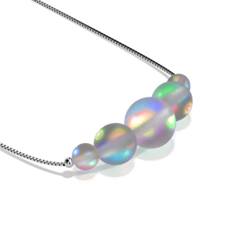 Gris | Argent sterling .925 | Collier fermoir infini verre sirène